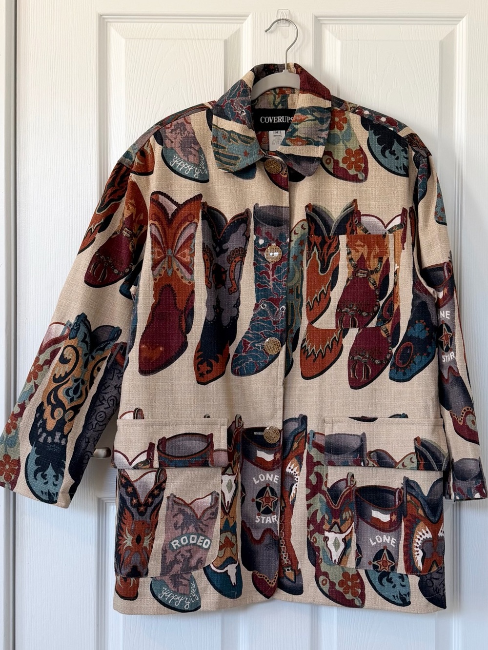 Western Cowgirl Boot Cotton Blazer Jacket Vintage Made in USA